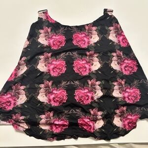 SHEFIT Floral Clip Tank Black and Pink Floral Blouse
